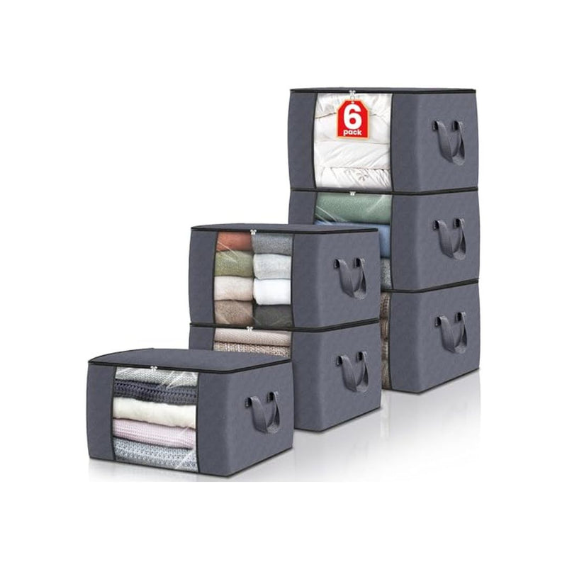6 Pack Foldable Clothes Storage Bags with Handles