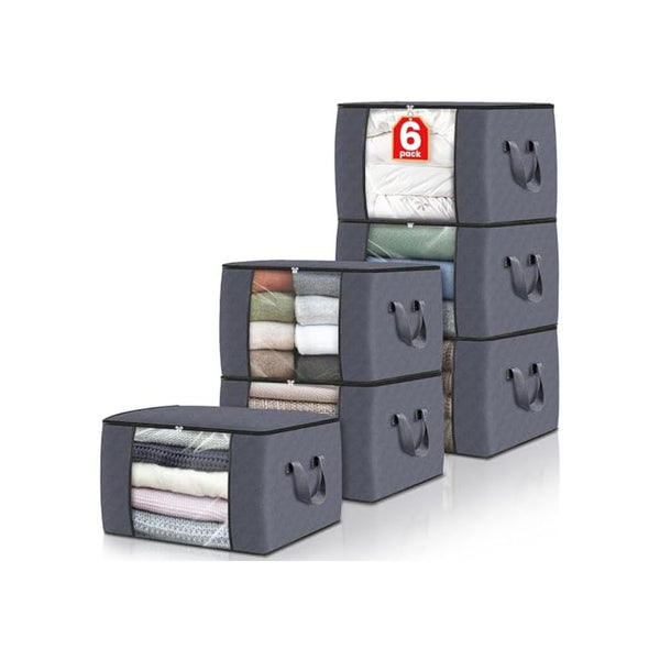 6 Pack Foldable Clothes Storage Bags with Handles
