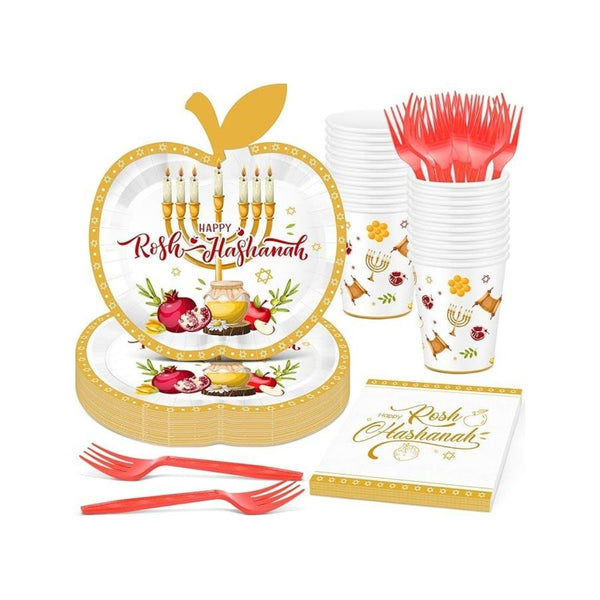 100 Pcs Rosh Hashanah Dinnerware Set