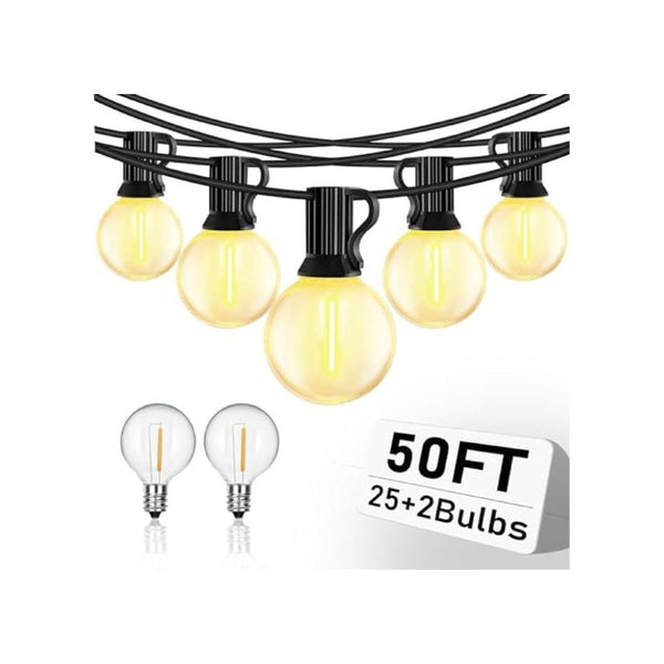 50FT Globe LED Outdoor String Lights with 27 Bulbs