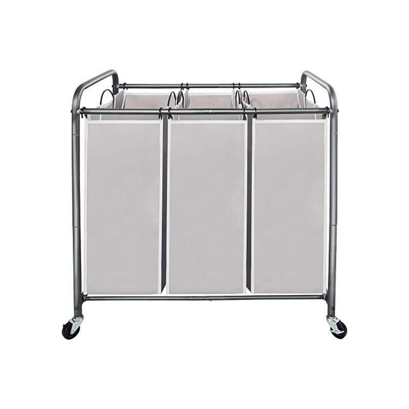 3 Section Laundry Sorter Cart with Removable Bags