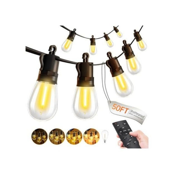 2 Pack 50FT Outdoor LED String Lights