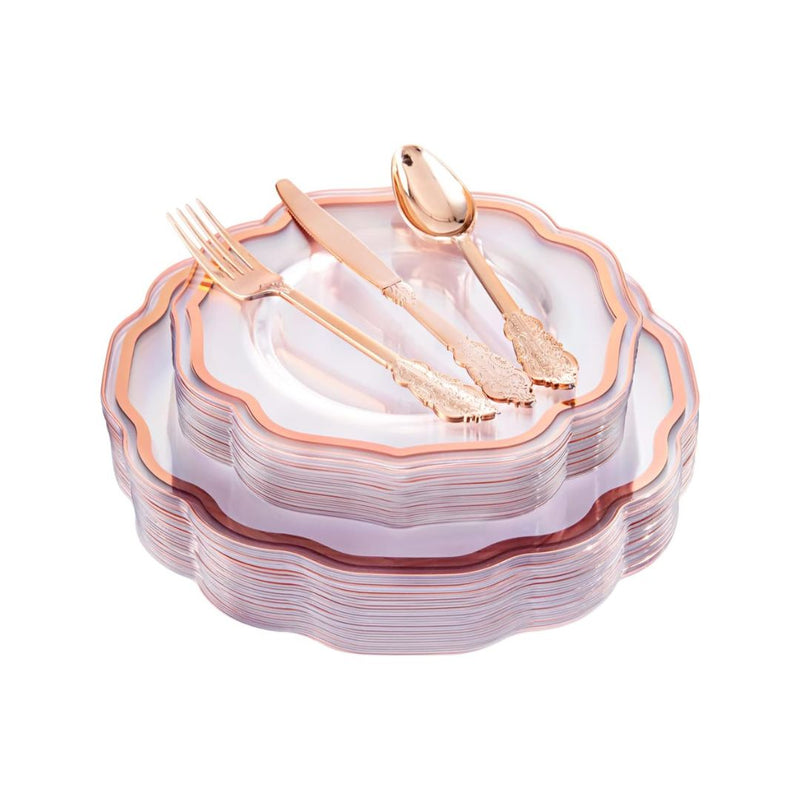 150 Pcs Rose Gold Dinnerware Set
