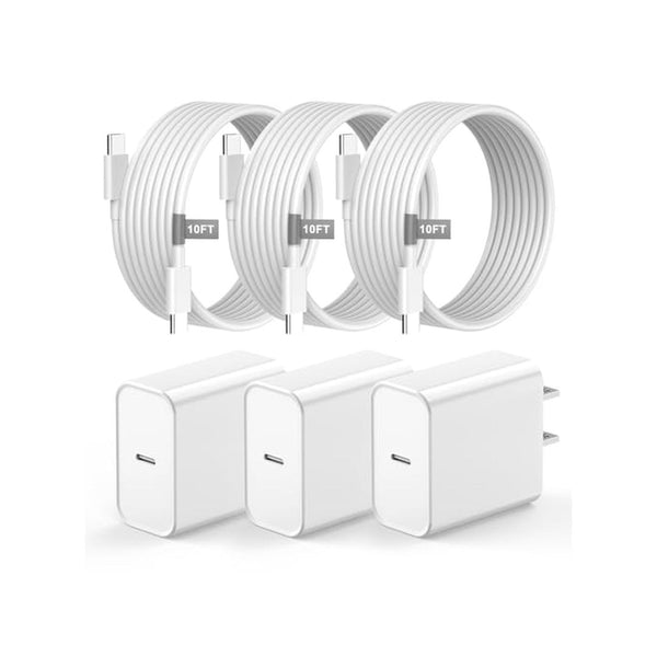 3 Pack 20W USB C iPhone Fast Charger Set