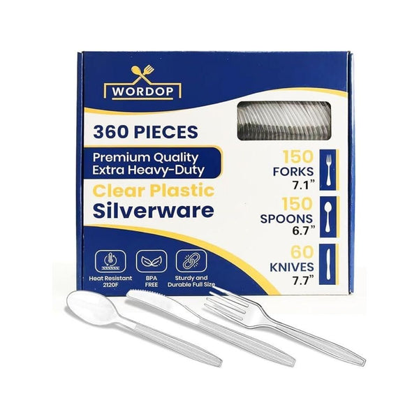 360 Count Extra Heavy Duty Plastic Silverware Set