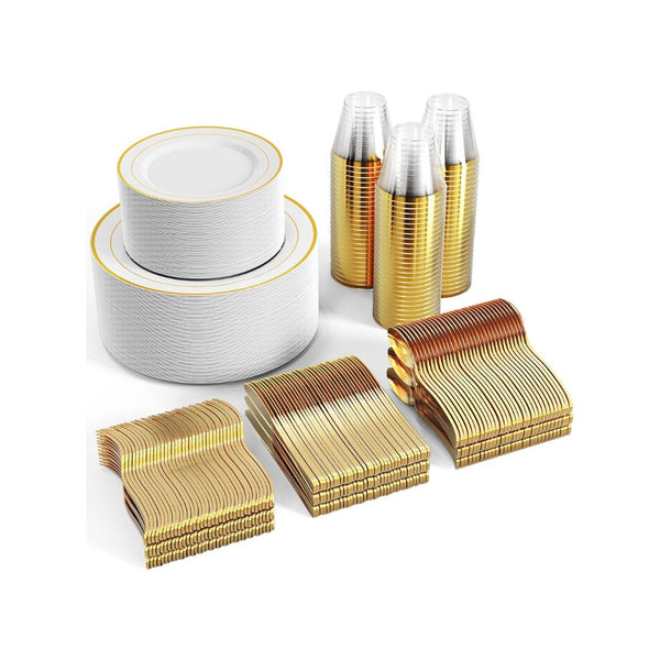 600 Pcs Gold Dinnerware Set