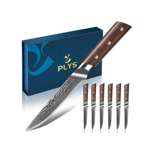 6 Japanese Serrated Steak Knives With Gift Box