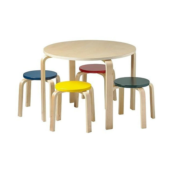 5-Pcs ECR4Kids Bentwood Table and Stool Set