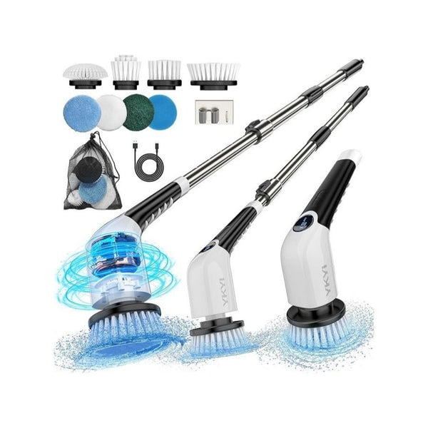Electric Spin Scrubber with 8 Brush Heads & Long Handle