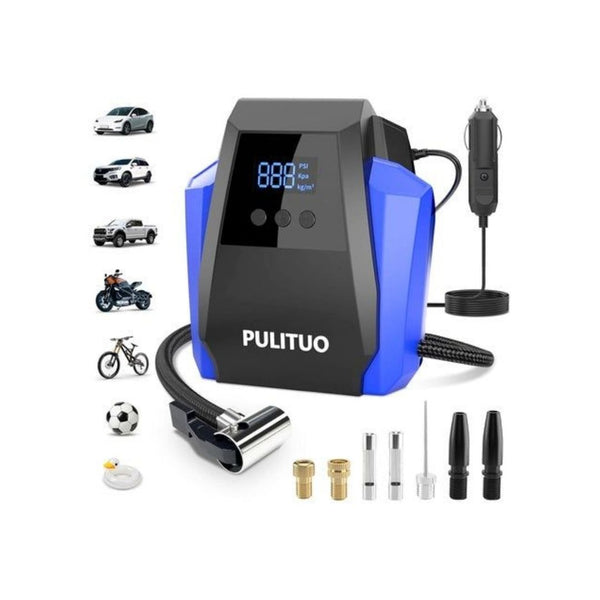 Portable Tire Inflator Air Compressor with Gauge & LED Light
