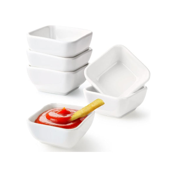 6 Pack 3 Ounce Ceramic Dip Bowls Set