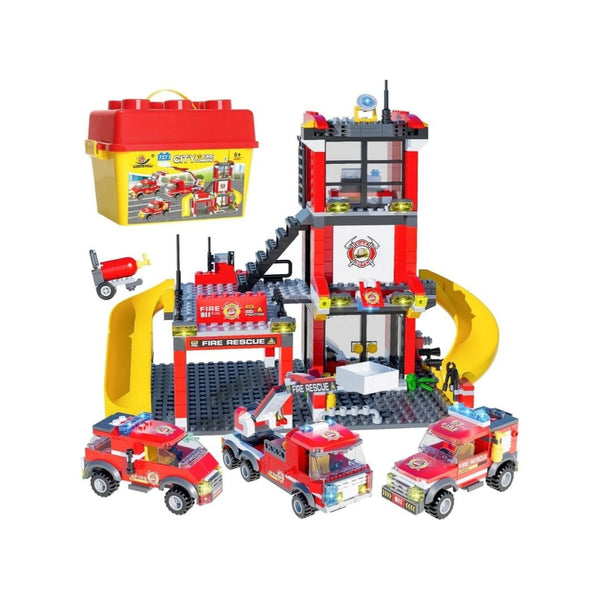 727-Pcs Fire Station Toy Building Set