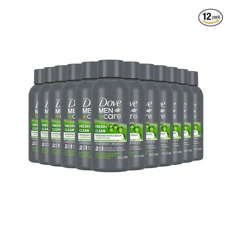 Pack of 12 DOVE MEN + CARE Fortifying 2 in 1 Shampoo and Conditioner