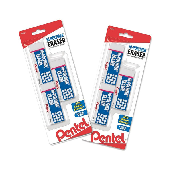 6-Pack Pentel Hi-Polymer Block Eraser