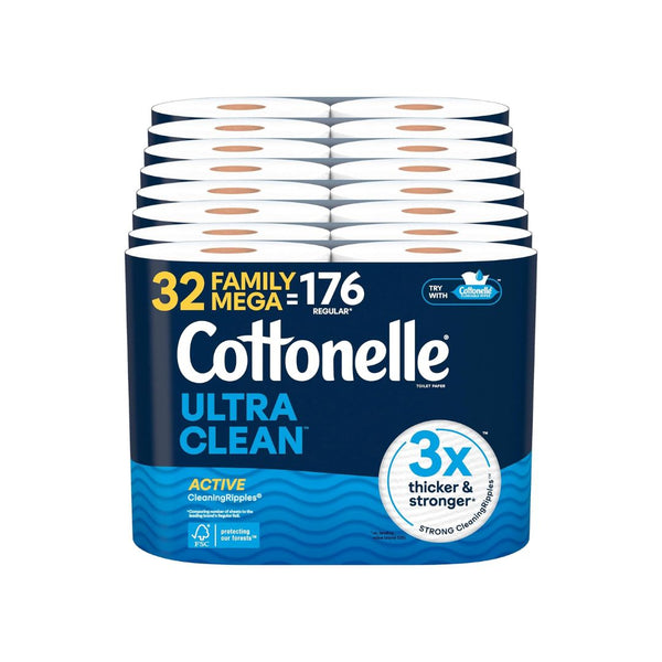 32 Family Mega Rolls of Cottonelle Ultra Clean Toilet Paper