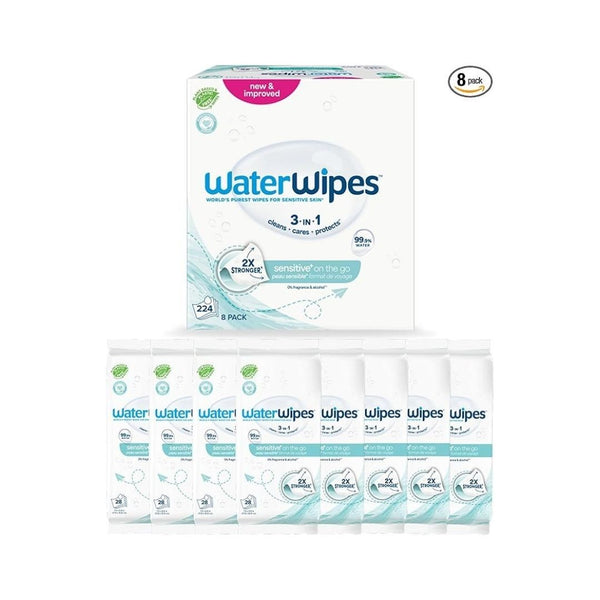 8-Packs WaterWipes Sensitive+ On The Go Wipes