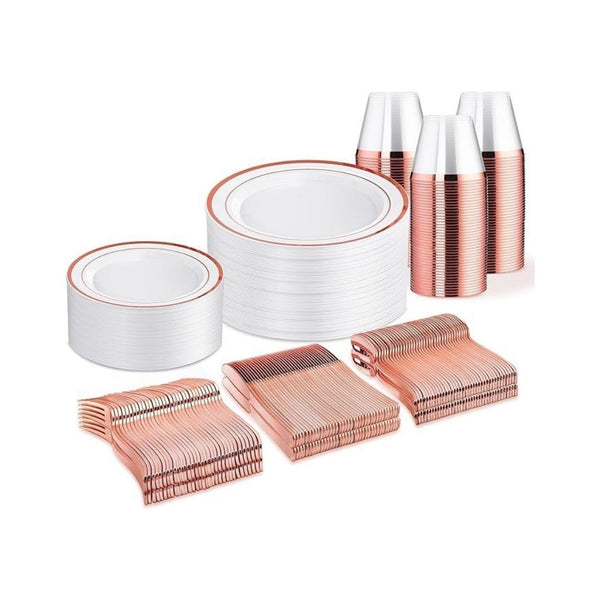 300-Pcs Rose Gold Dinnerware Set