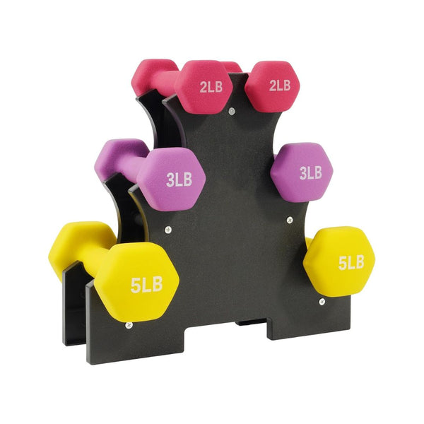 Fitvids Colored Neoprene Dumbbell Set with Rack