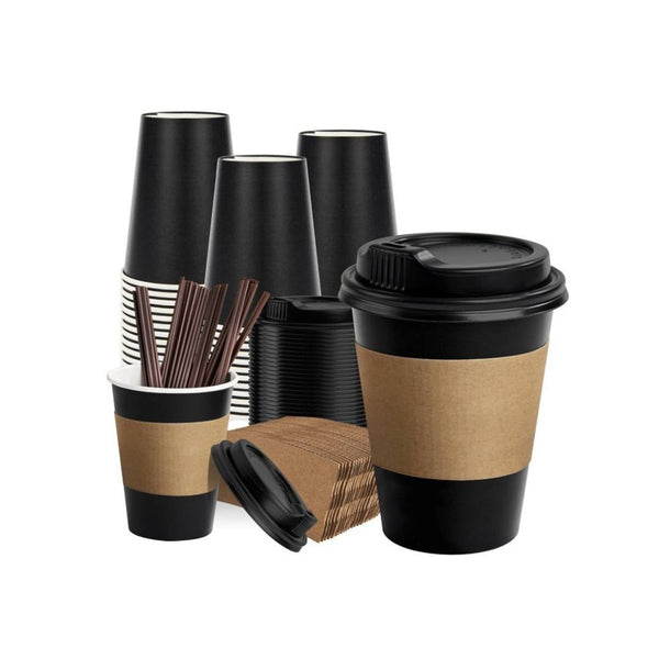 100 Pack Coffee Cups with Lids