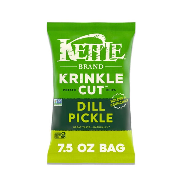 Kettle Brand Potato Chips, Krinkle Cut, Dill Pickle