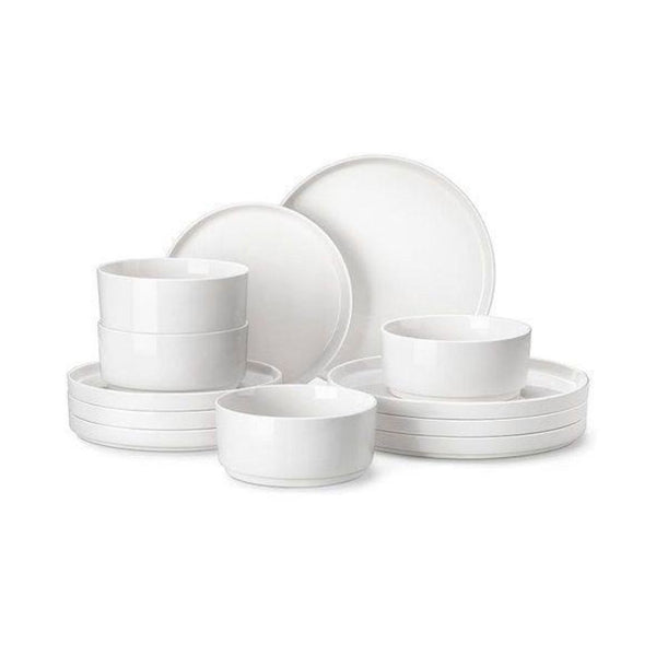 MALACASA 12 Pieces Modern White Porcelain Dinnerware Set