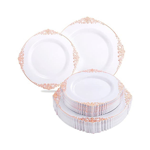 60 Pack Plastic Dinner and Dessert Plates Set