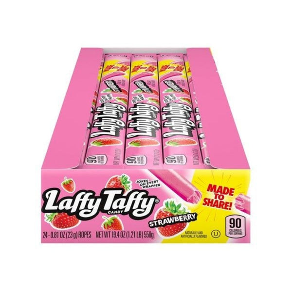 Pack of 24 Laffy Taffy Rope Candy, Strawberry Flavor