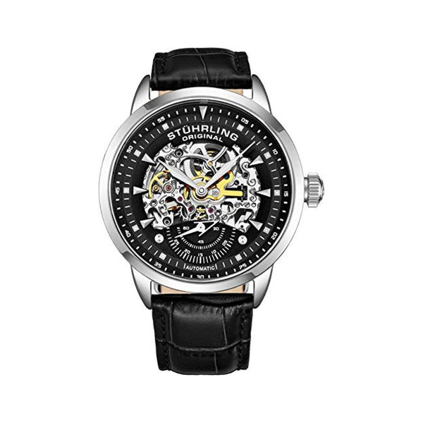 Stuhrling Original Automatic Skeleton Dial Leather Watch