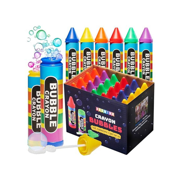 24 Pack Mini Crayon Bubble Bottles for Kids