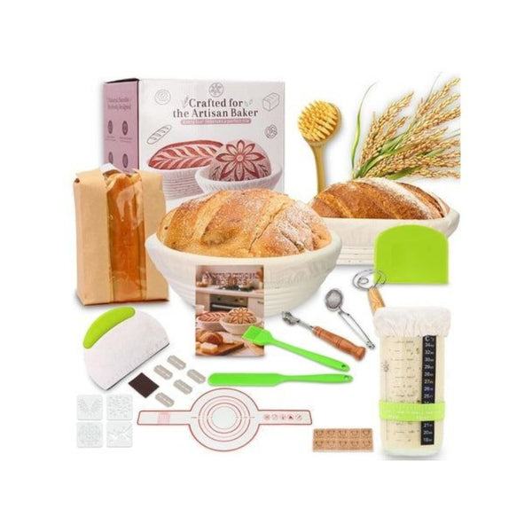 Sourdough Starter Kit with Round & Oval Banneton Baskets