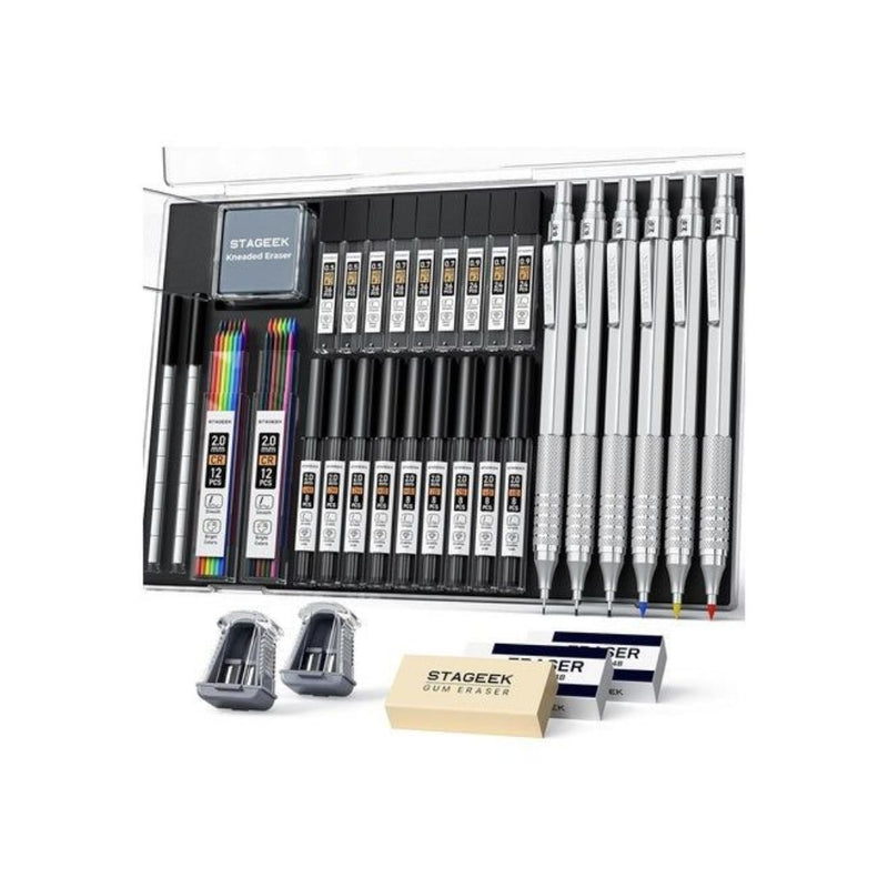 35 Piece Mechanical Pencil Set with Case & Lead Refills