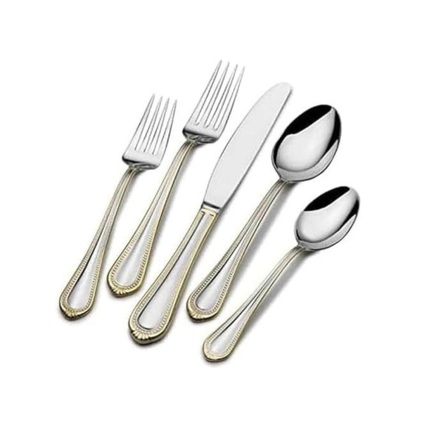 65-Pcs Mikasa Gold Accent Regent Bead Flatware Set