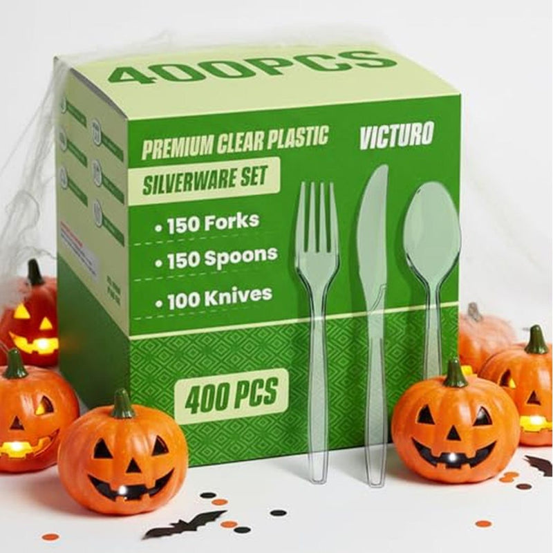 400 Pack Heavy Duty Plastic Disposable Silverware Set