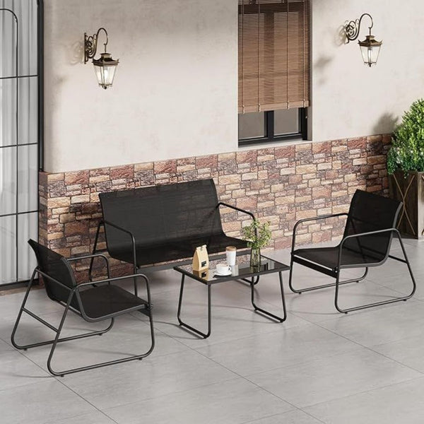 4-Pcs Textilene Conversation Set with 2 Chairs
