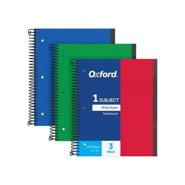 3 Oxford Wide Rule Notebooks