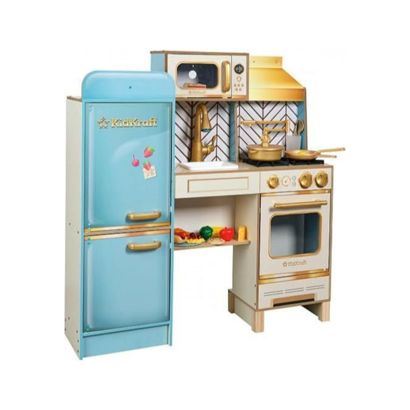 KidKraft Retro Cool Wooden Play Kitchen, 20 Accessories