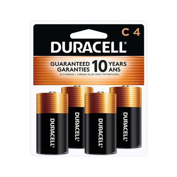 4 Duracell Coppertop C Batteries