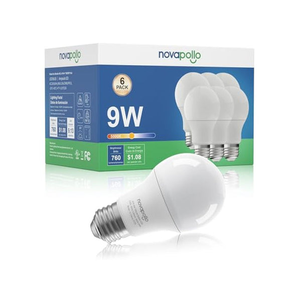 6 Pack LED Light Bulbs 60W Equivalent E26