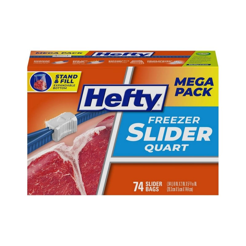 72 Hefty Slider Freezer Kitchen Storage Bags, Quart Size