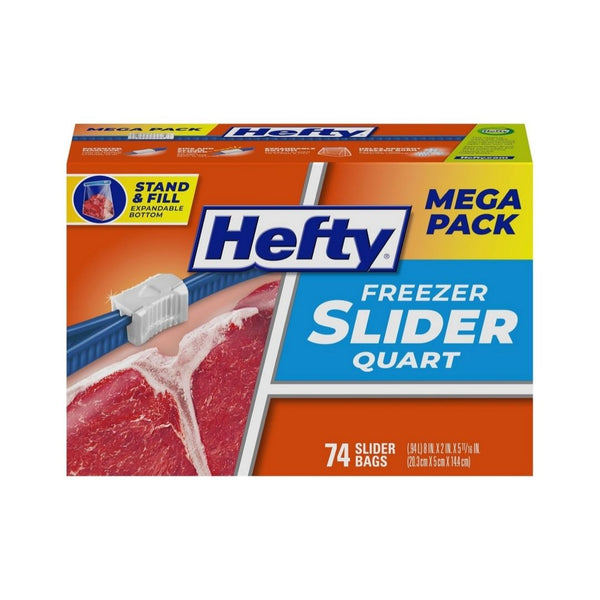 72 Hefty Slider Freezer Kitchen Storage Bags, Quart Size