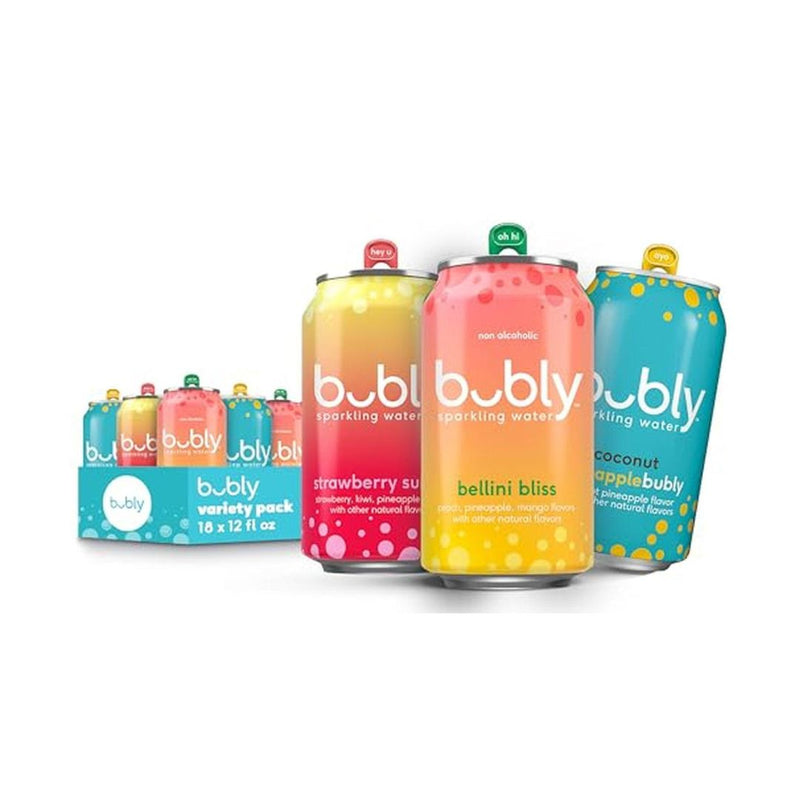 18 Pack Bubly Sparkling Water Variety, Zero Sugar