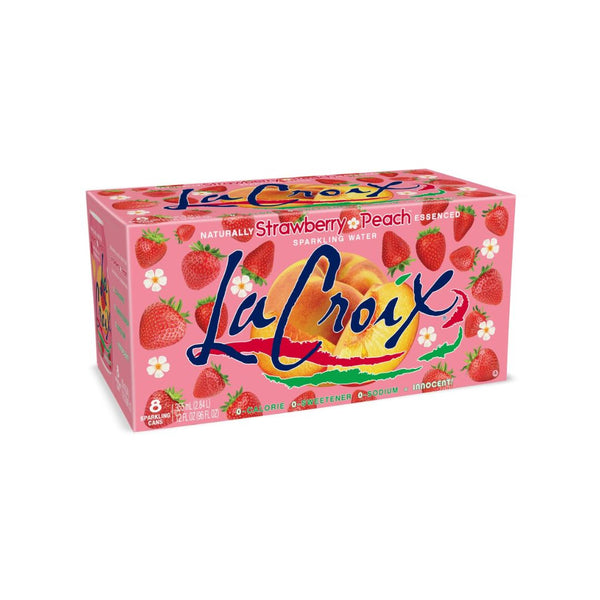 8 Cans of La Croix Sparkling Water, Strawberry Peach