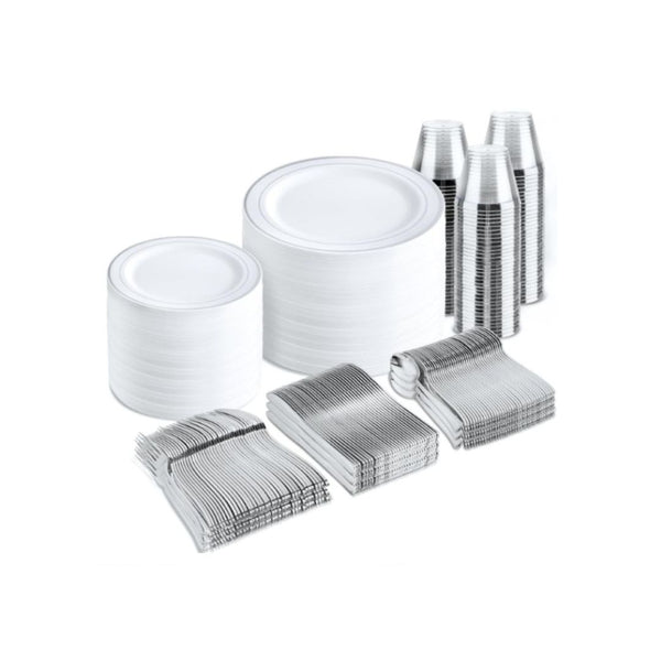 600Pcs Plastic Disposable Dinnerware Sets