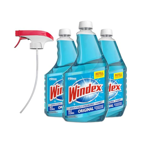 3 Pack Windex Original Refill with Spray Trigger 32 oz