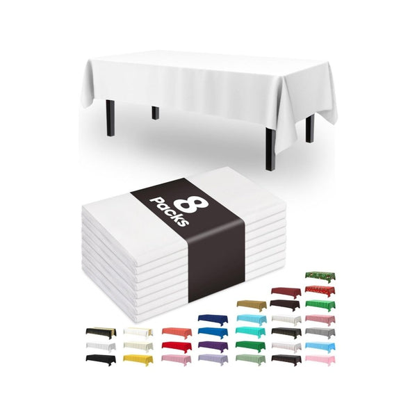 8-Pack 54 x 108 Inch Disposable Plastic Tablecloths