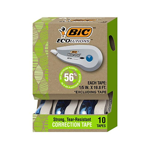 10 Pack BIC Ecolutions Correction Tape 19.8 Feet