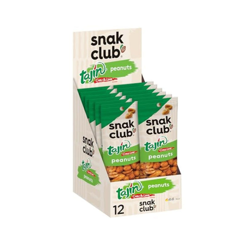12 Pack Of Snak Club Tajin Peanuts 1.5oz. Bags