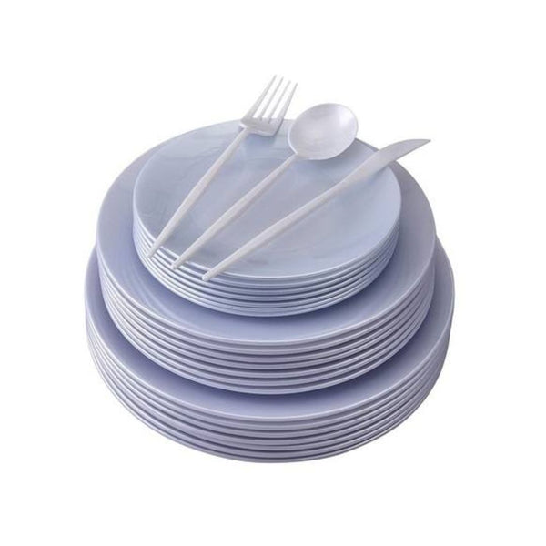 20 Servings Silver Spoons Party Disposable Dinnerware Set