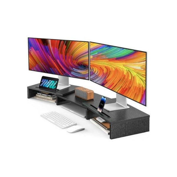 Dual Monitor Stand Riser with Adjustable Slots
