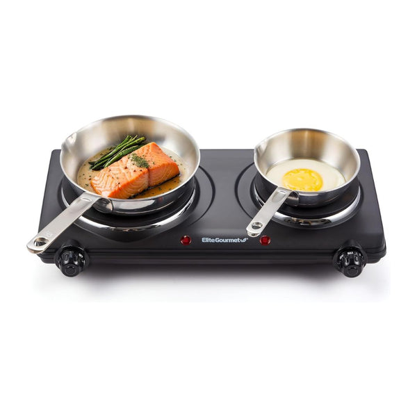 Elite Gourmet Countertop Double Cast Iron Burner